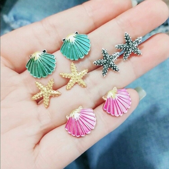Jewelry - Starfish & Shell Studs Set of 4